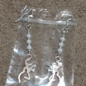 Handmade browning buck earrings 1 1/2 in